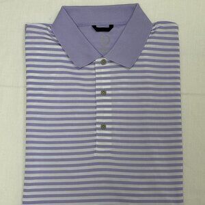 Zero Restriction Men's Short Sleeves w/ Collar Polo Shirt-Striped Lavender - 2XL